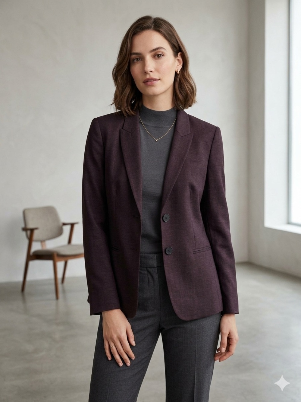 BOSS Hugo Boss Jannami1 Virgin Wool Blend Blazer Jacket - Size 8 - Dark Wine - Picture 3 of 14